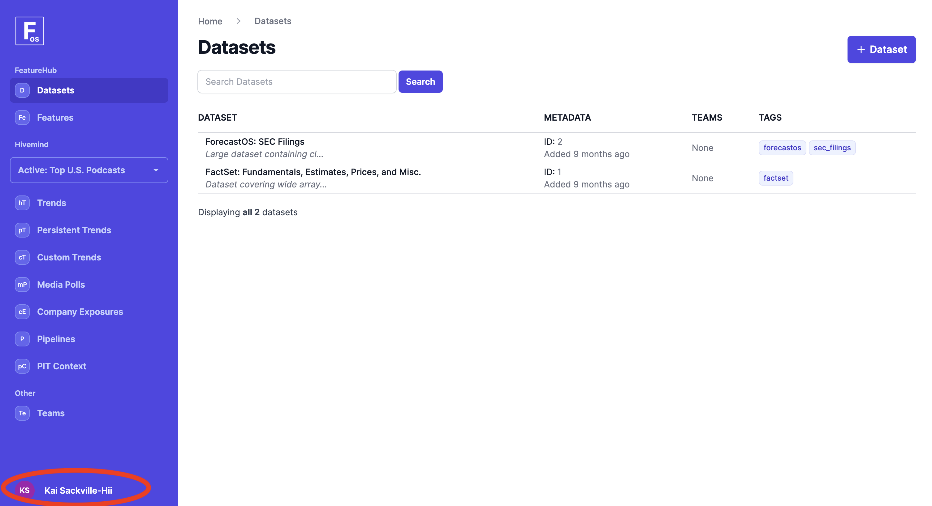 Navigate to user settings